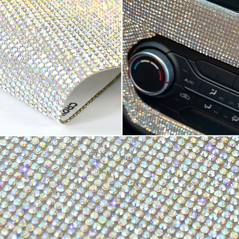 Bling Rhinestone Crystal Sticker Decal Sheet DIY Self-Adhesive Diamond Ribbon DIY Decoration Sticker Car Tablet Phone Decor