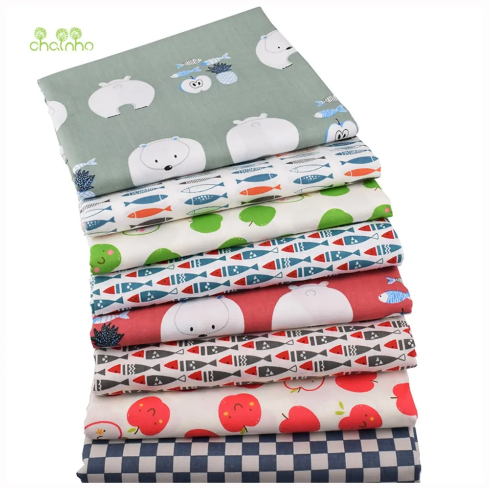 Chainho,Printed Twill Weave Cotton Fabric,Patchwork Cloth,DIY Sewing Quilting Material,Cartoon Series,8 Designs,2 Sizes,QC243