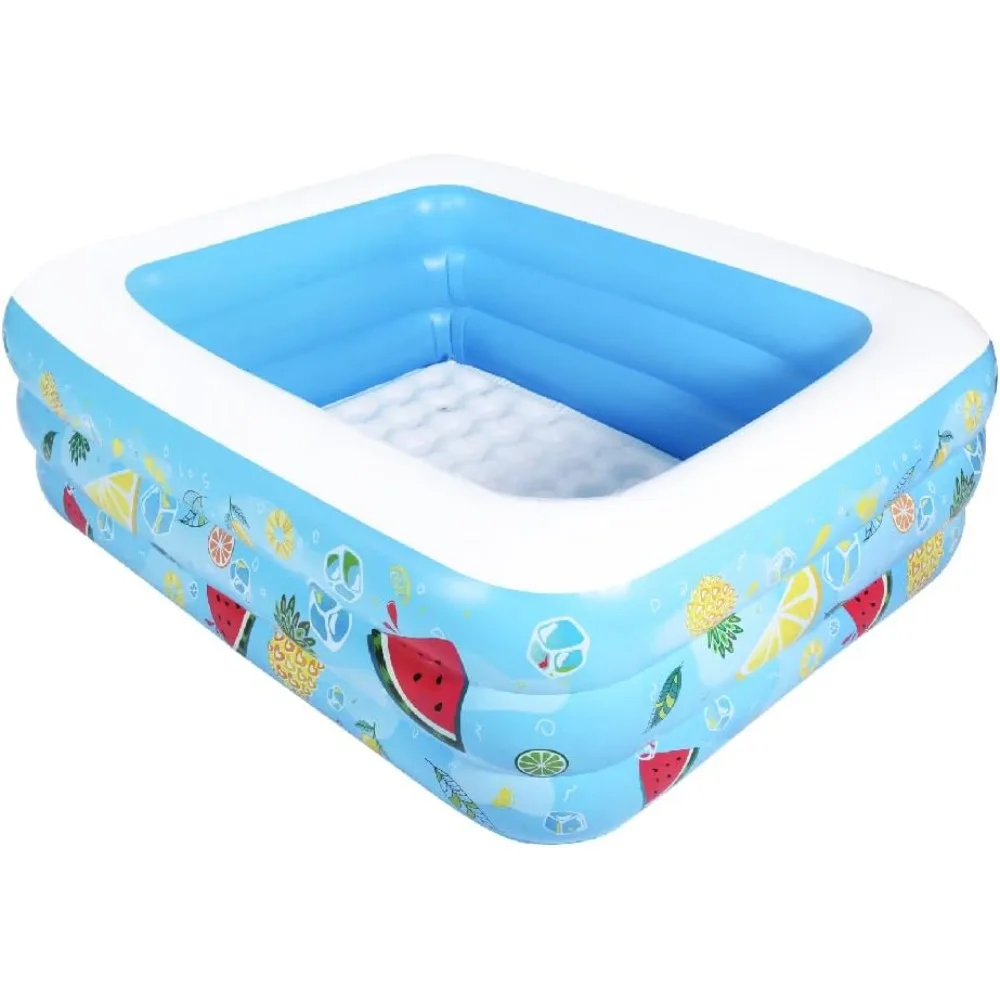 Kiddie Pool, 72"&times;58"&times;22" Inflatable with Inflatable Soft Floor, Cool Summer Swimming for Kids and Family, Blow Up