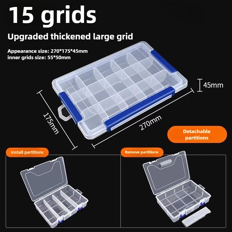 Multi Grid Klar Kunststoff Box Rechteckige Box Schraubendreher Bits Werkzeuge Staubdicht Wasserdicht Verpackung Lagerung Fällen Container – Detail 15