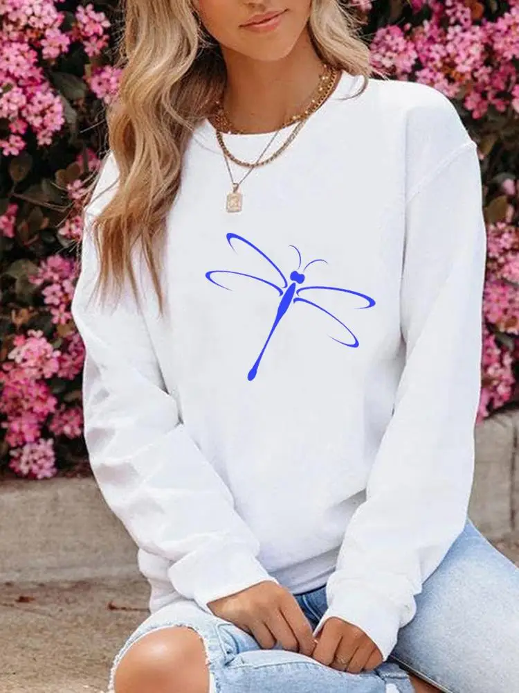 

Clothing Dragonfly Cute 90s Style Women Print Fleece Pullovers Lady Long Sleeve Winter Fashion Casual Graphic Sweatshirts