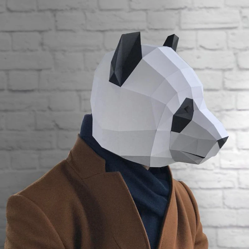 Máscara De Cabeza De Panda De Felpa Para Adultos, Disfraz De Animal De Halloween Y Fiestas, Talla única Con Malla Transpirable Y Diseño Cómodo