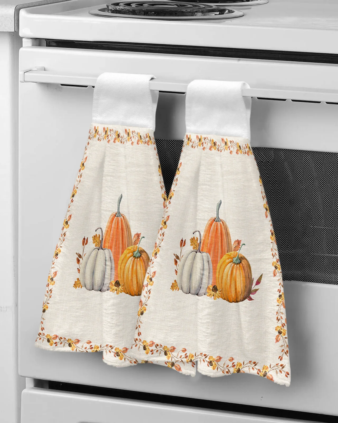 Autumn Pumpkin Maple Leaf Hand Towel Bathroom Supplies Absorbent Cloth Dishcloths Hanging Cloth Kitchen Accessories