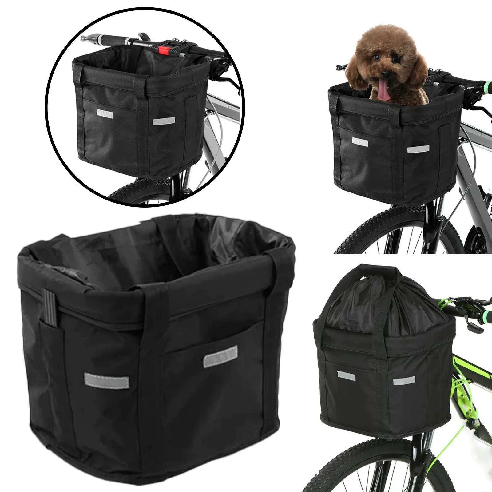 

Black Bicycle Handlebar Bag Bike Basket Front Cycling Mtb Bag For Bicycle Kitten Puppy Small Pets Luggage Carrier Hanging Basket