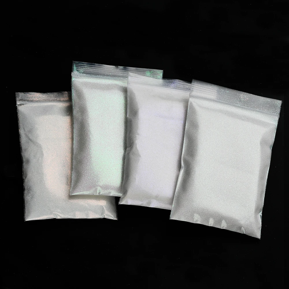 

10g/bag White Iridescent Nail Glitter Aurora Powder Shiny Holographic Chrome Pigment Bulk Fine Dust For DIY Polish Nail Access