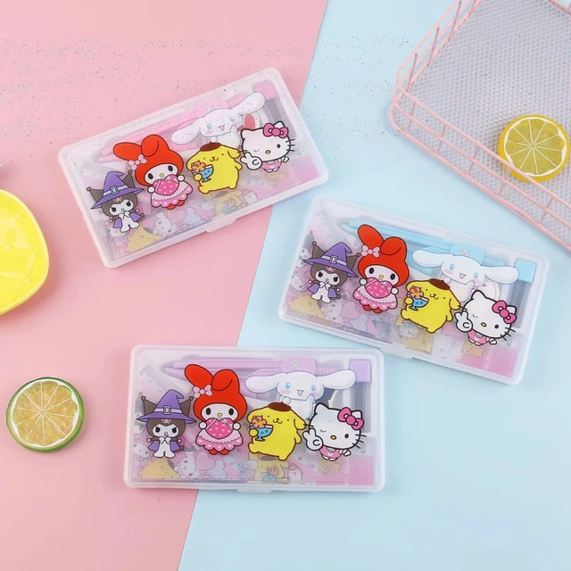 7Pcs/set Sanrio Ruler and Compass Sets Hello Kitty Students Stationery  Refill Eraser Office Supplies Exam Draw Tools Plastic - AliExpress