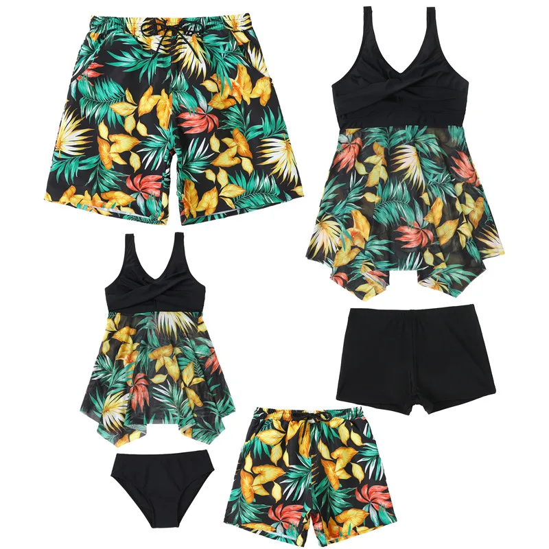Family Matching Beach Swimwear Mother Daughter Father Son Swimwear Swim Trunks Mom Girls Bikini Swimsuit Dad Boys Family Clothes 6