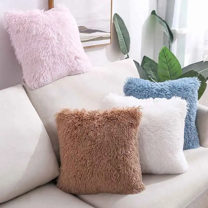 

New Single-Side Plush Solid Color Cushion Cover Pillowcase Sofa Car Pillow Case Office Home Coverd Decor For Gifts 30x50 40x40cm
