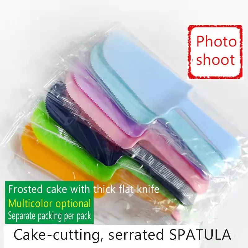 Disposable Plastic Birthday Cake Knife, Serrated Knife, Independent Packaged Cake Thick Frosted Spatula, 10Pcs