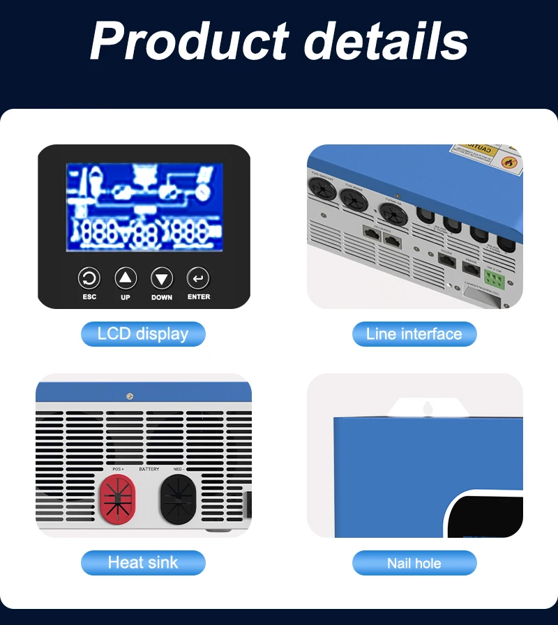 11KW Hybrid Solar Inverter 48V 230V Pure Sine Wave Off/On Grid Inverter PV 500V