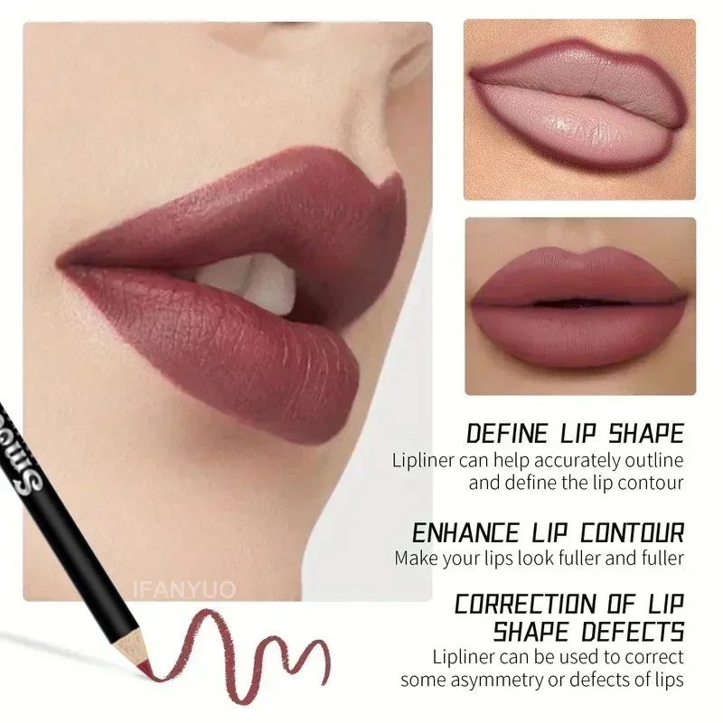 12 Color Matte Lipliner Pencil Long-Lasting Waterproof Plumping Stain Lipstick Natural Brown Lip Liner Professional Makeup 5