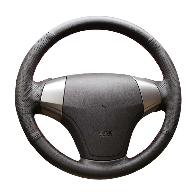 

No-Slip Black Soft Genuine Leather Original Steering Wheel Braid DIY Car Steering Wheel Cover For Hyundai Elantra 2008-2010