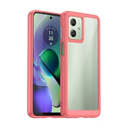 Shockproof Fashion Acrylic Phone Case with Luxury Transparent Back Cover for Moto G64 (Red)
