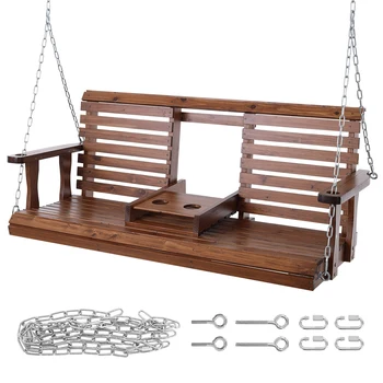 SucceBuy 5ft Wooden Porch Swing – 880 lbs Capacity 1