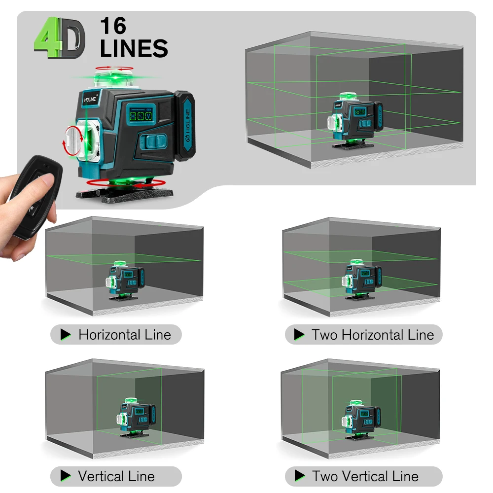 16 Lines Laser Level APP Remote Control Horizontal Vertical Levels Machine Power