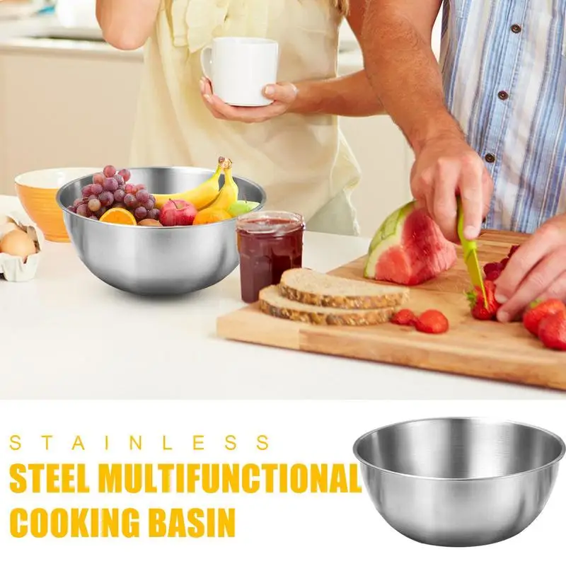 

Stainless Steel Mixing Bowls Cooking Basin Serving Bowl With Scale Dishwasher Safe Washing Vegetable Salad kitchen accessories