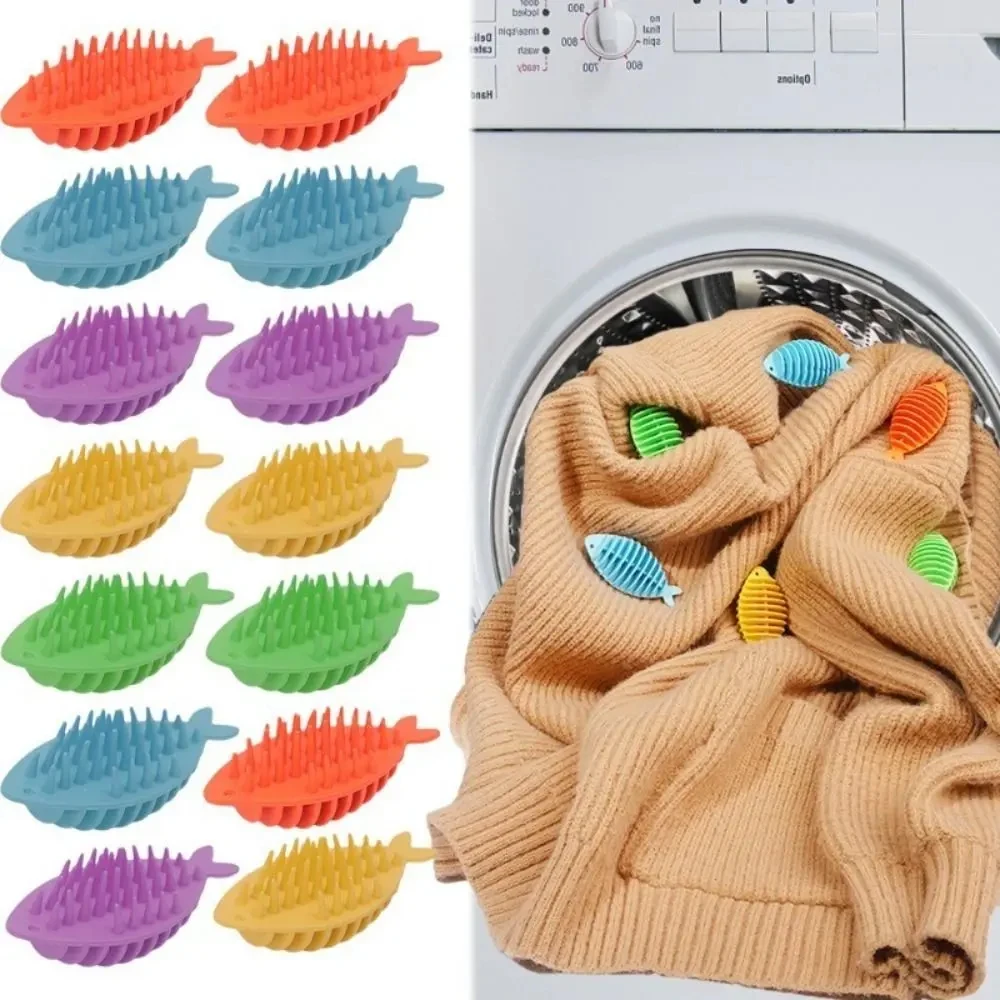 Laundry Ball Pet Hair Remover Laundry Hair Catcher House Laundry Ball Silicone Fish Cloth Hair Anti-tangle