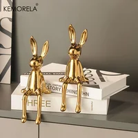 1PCS Ceramic Long-Eared Sitting Rabbit Room Ornaments Statue Luxury Home Decoration Accessories High-End Home Art Aesthetics 4