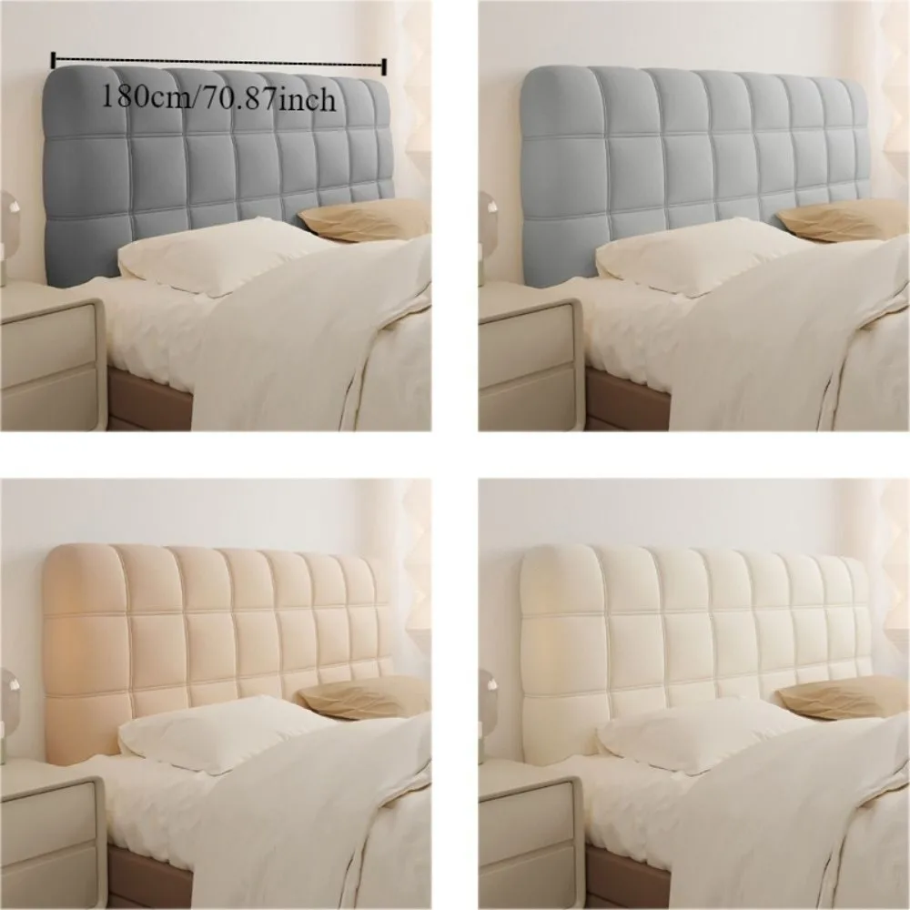 Durable Thickened Bedhead Cover Soft Solid Color Headboard Cover Checkered All-inclusive Bed Backrest Cover Bedroom Use