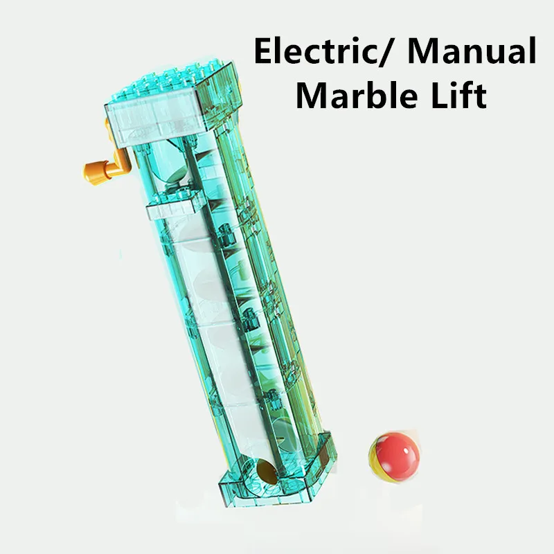 Fancytree Electric Manual Elevator Marble Race Run Lift Motor Spiral Raise Rolling Ball Compatible Large Building Blocks Parts