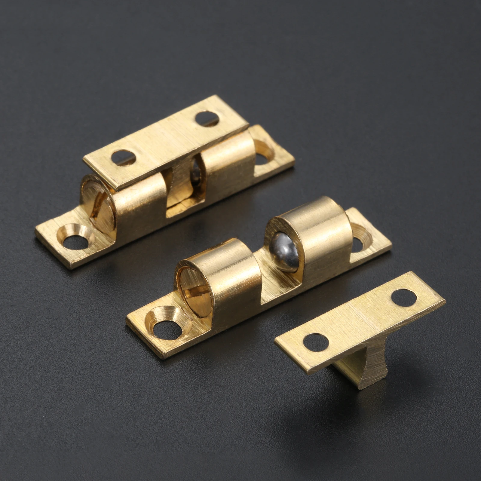 5 Sets 35mm Gold Brass Double Spring Steel Ball Catch Latch w/ Screws For Furniture Cabinet Door Adjustable Closet Tension Latch