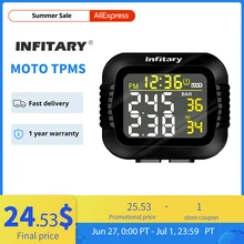 Infitary Motorcycle TPMS Tire Pressure Monitoring System Big Wireless LCD Colorful Display Shift For Status Precise Digital Moto