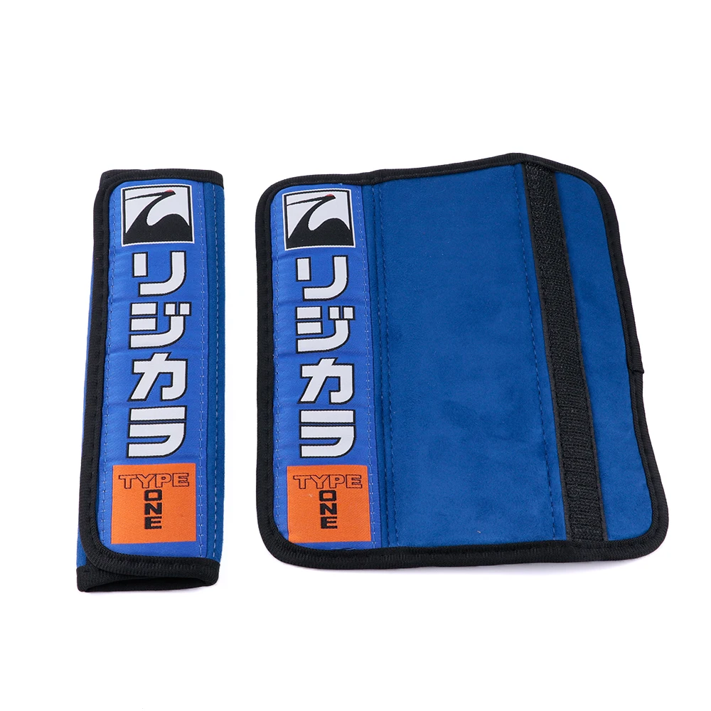 2pcs SPOON Sports JDM Style Suede Seat Belt Cover Soft Harness Pads Shoulder Pad, seat belt covers