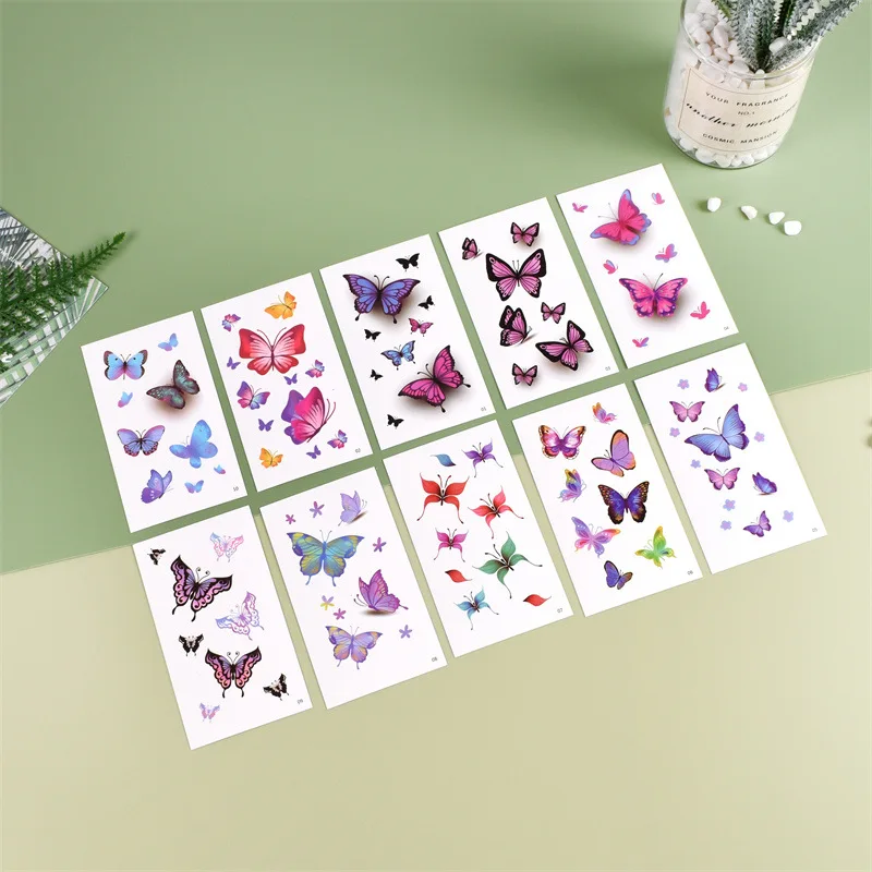 

Temporary Tattoo Stickers 10pcs/set Small Fresh 3d Butterfly Design Waterproof And Sweat-proof Fake Tattoo