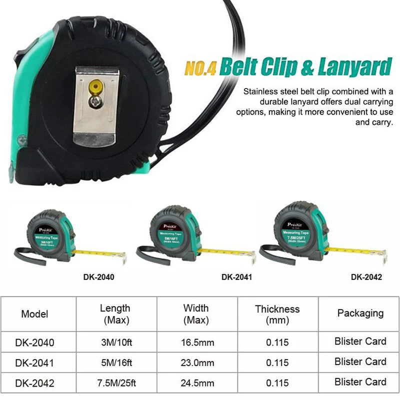 Pro'skit 3m/5m/7.5m 측정 테이프 측정 미끄럼 방지 자동 개폐 건설 현장 측정 수동 도구 테이프 측정