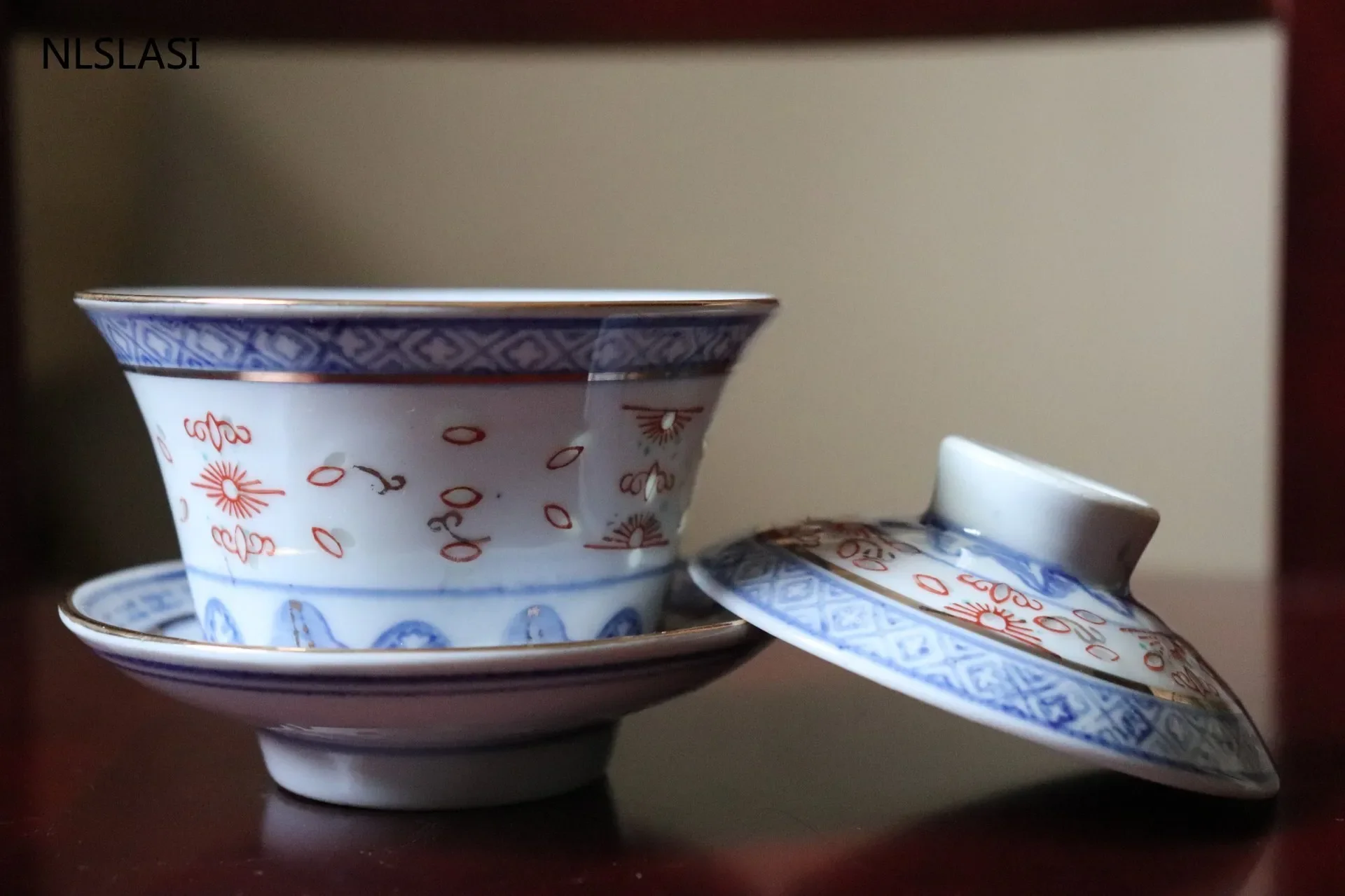 Jingdezhen Ceramic Sancai Gaiwan Teacup handmade Tea Bowl set Chinese Tea Tureen Porcelain Teaware Accessories Drinkware