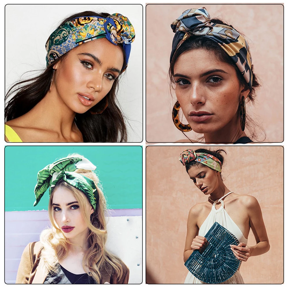Wide Soft Wrap Wire Headbands Floral Turban Bandana Printing Hairbands Women Head Bands Multi Use Adjustable Hair Accessories hair accessory