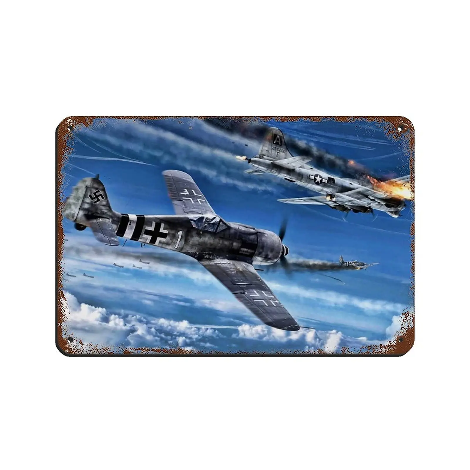 Fw 190 B-17 Flying Fortress World War II Fighter Aircraft Rust Tin Sign ...