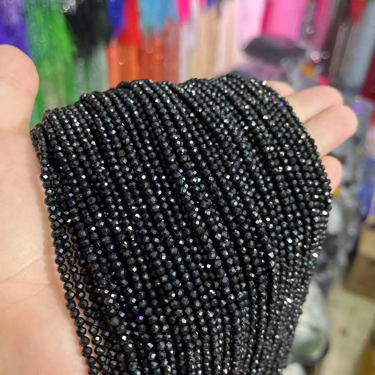 

Бусины из черного агата с гранями, круглые бусины из натурального камня с отверстием россыпью, для изготовления ювелирных изделий, браслетов, ожерелий «сделай сам», 15 дюймов, оптовая продажа