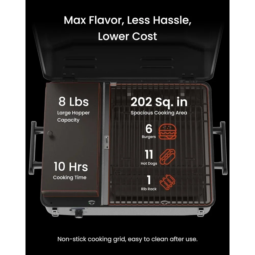Portable Wood Pellet Grill & Smoker, Tabletop Wood Pellet Smoker with PID V2.0 Controller, Meat Probes, 202 Sq.in Cooking Area 5