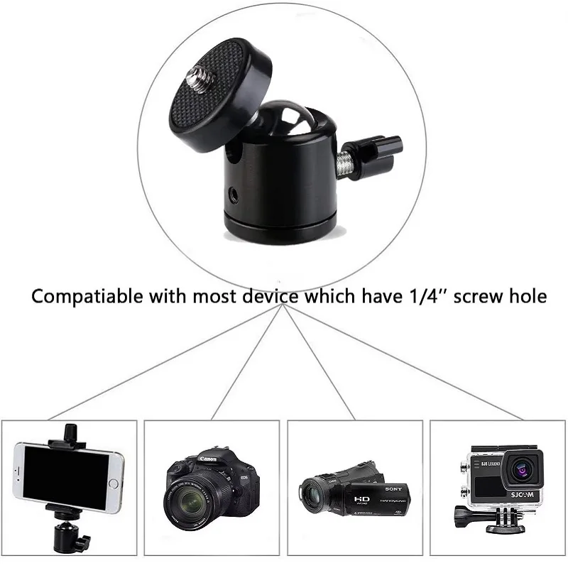 1Pc Ball Head Mount Adapter Ballhead Clamp Ball Adapter 1/4 Hot Shoe Tripod Mount For DSLR Camera Mic Stand Camera Accessories