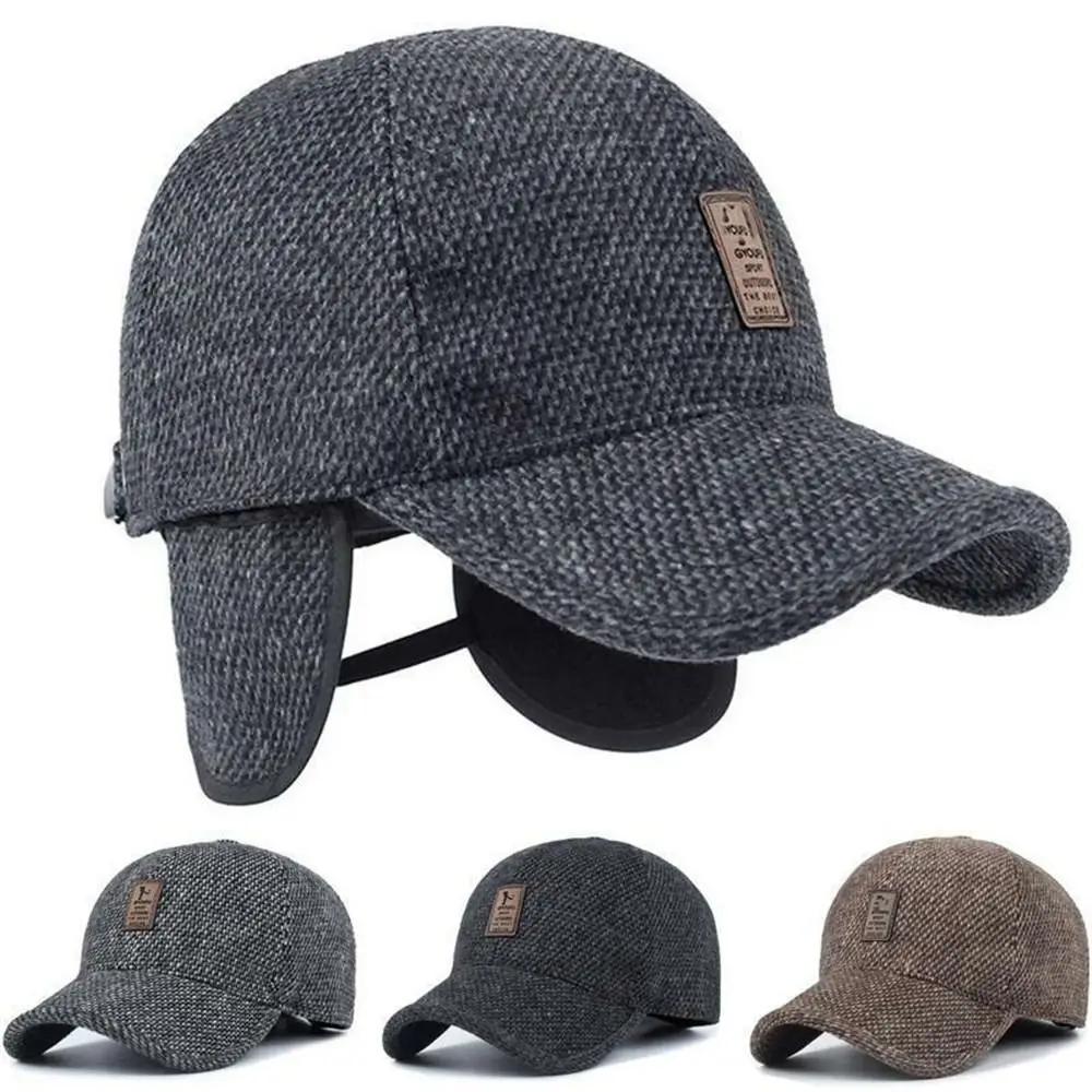 

Winter Retro Wool Hats For Men Ear Cover Cap Sport Golf Baseball Caps Snapback Women Casquette Dad Hat Caps Gorras Earflaps Hats