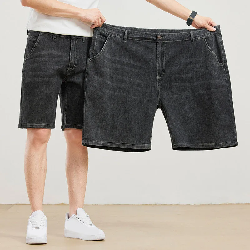 

Summer Men plus denim shorts loose stretch big size high-waisted shorts 54 56