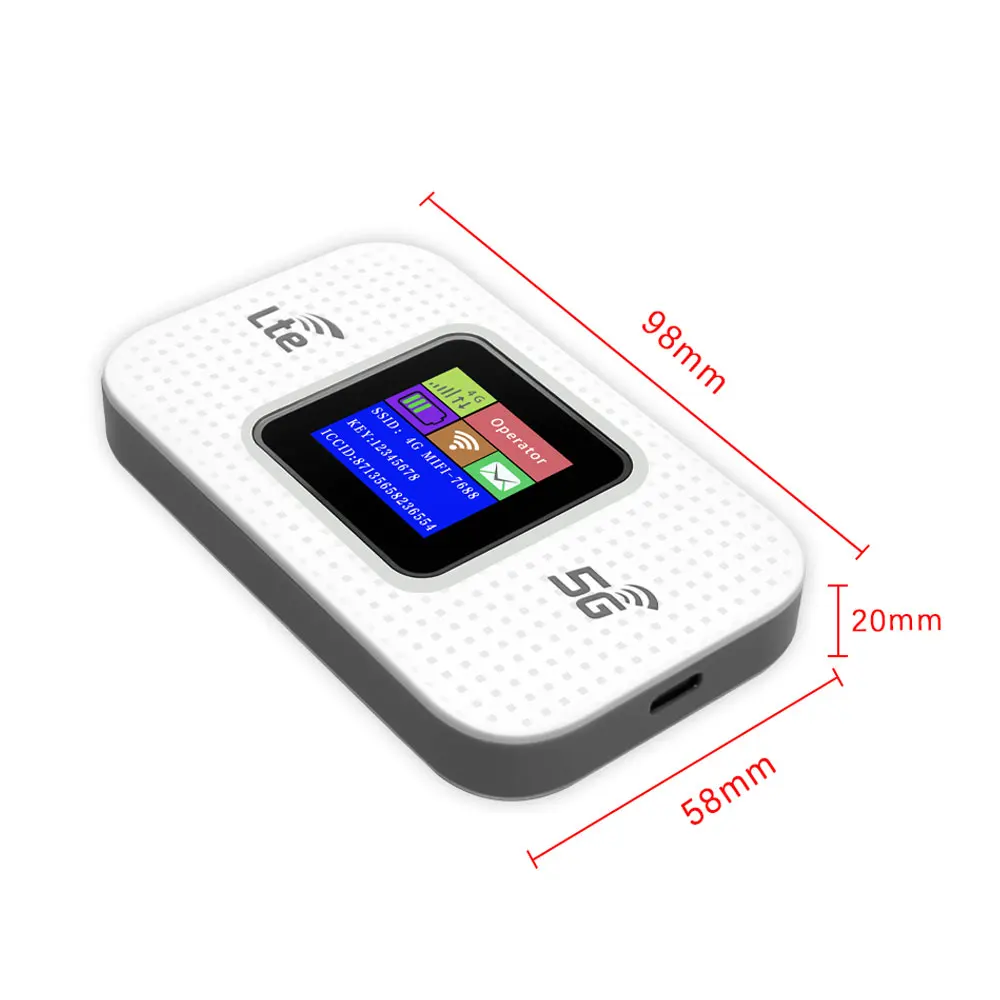 4G LTE 모바일 WiFi 라우터 300Mbps 고속 핫스팟 모뎀(전화 노트북 태블릿용 컬러 스크린 포함)