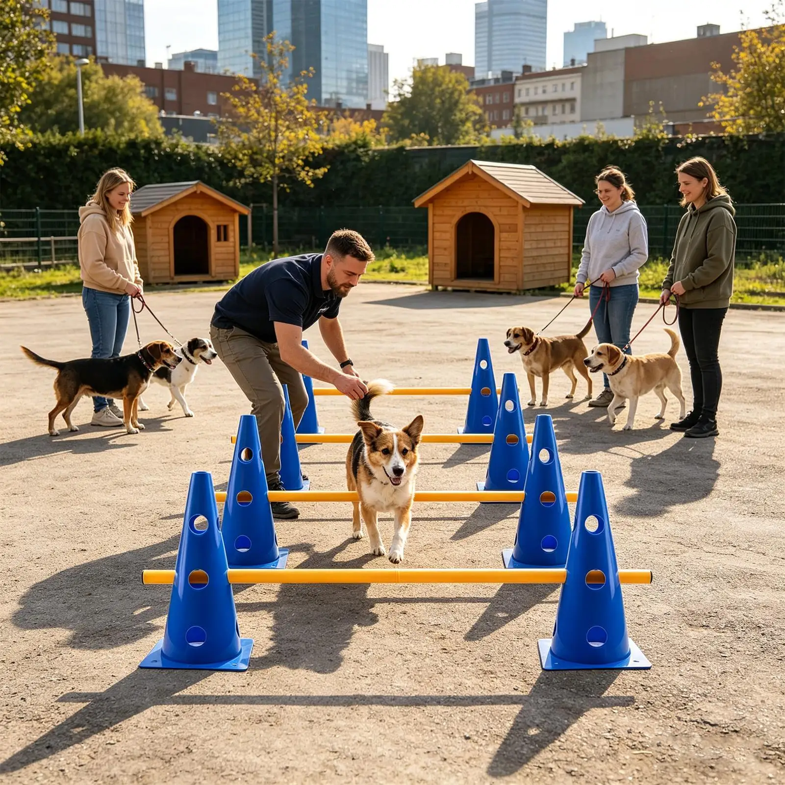 Set di Ostacoli per Agility Canina, Percorso di Esercizio per Giardino, Barra Regolabile Portatile per Allenamento all'Aperto dei Cuccioli - immagine 3