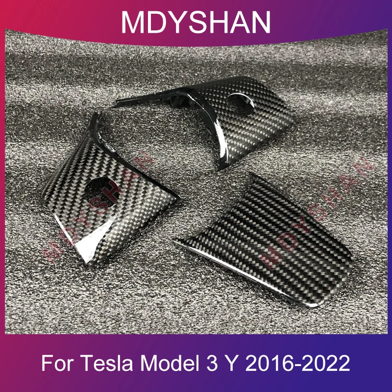 

MDYSHAN 3PCS Real Glossy Carbon Fiber Steering Wheel Panel For Tesla Model 3 Y Customized White/Forged Carbon Fiber