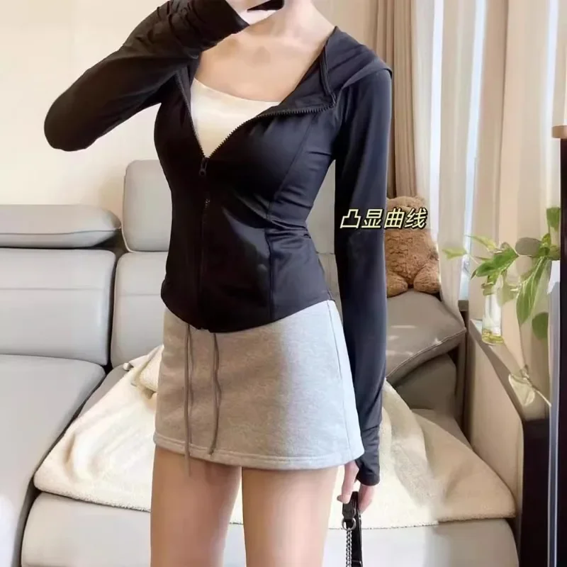 Long Sleeve Sports Jacket Women Zip Fitness Yoga Shirt Spring Warm Gym Top Activewear Running Coats Workout Clothes Woman