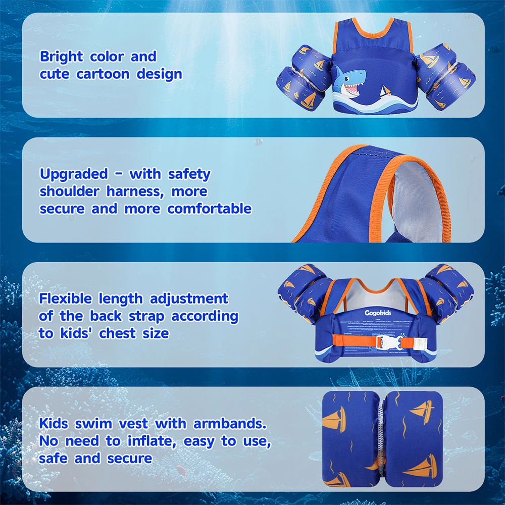 Life Jacket Swimming Armbands Child Float Arm Sleeve Floating Ring Safe Life Jacket Cartoon Children's Swim Life Jackets Baby Arm Ring Buoyancy Vest Garment