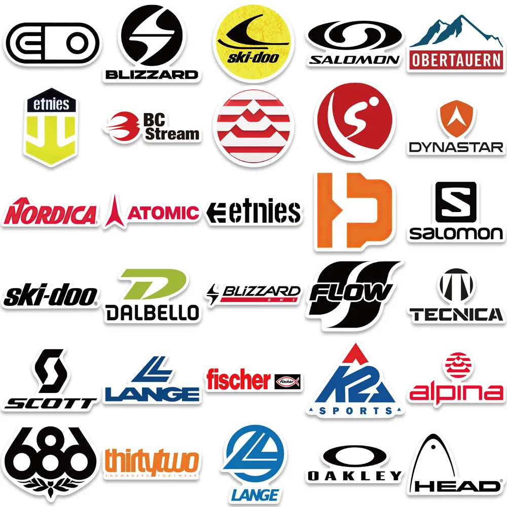10/30/50PCS Cool Ski Brand Logo Stickers DIY Skateboard Luggage Guitar Laptop Car PVC Waterproof Graffiti Trend Stickers Kid Toy 6