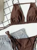 Maillot de bain femme 2 pièces Sexy, ajouré, String, dos nu