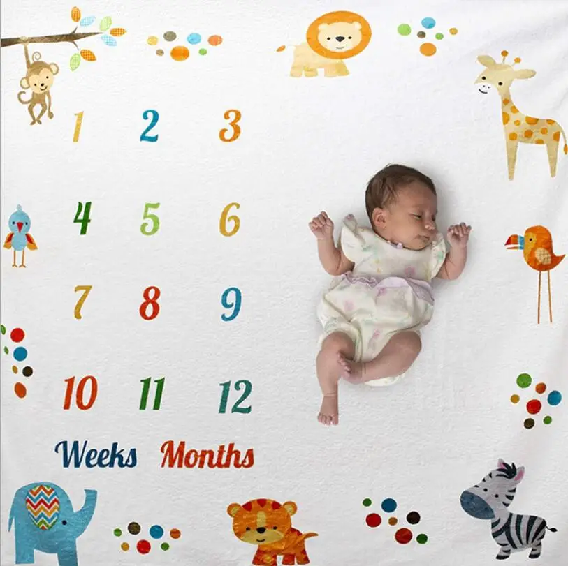 Newborn Baby Monthly Growth Milestone Blanket Photography Accessories for Rug Baby Boy Girls Photography Props Background Cloth 6