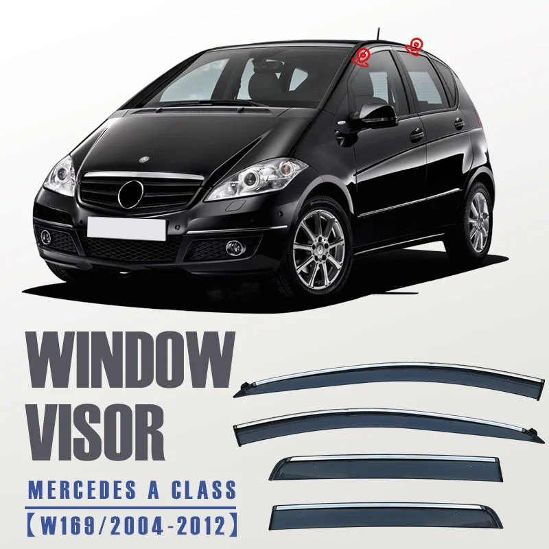For Mercedes BENZ A Class Hatchback MK2 W169 2004-2012 Window Vent Ventvisor Wind Deflectors Visors Rain Guard Shades Visor