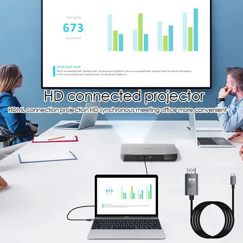 4K 60Hz USB C to HDMI Adapter Type C Cable HDTV Converter Cable for iPhone 15 TV Converter MacBook Air iPad Samsung Laptop