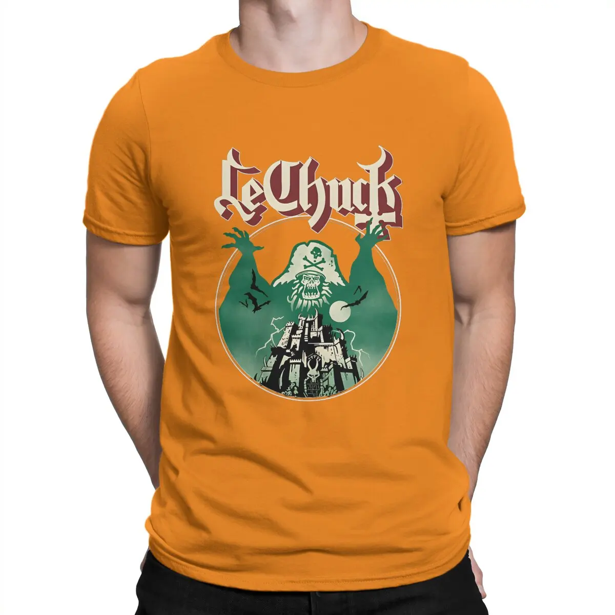 Camiseta pirata de algodón para hombre, novedosa, con cuello redondo, banda, manga corta, estampado gráfico