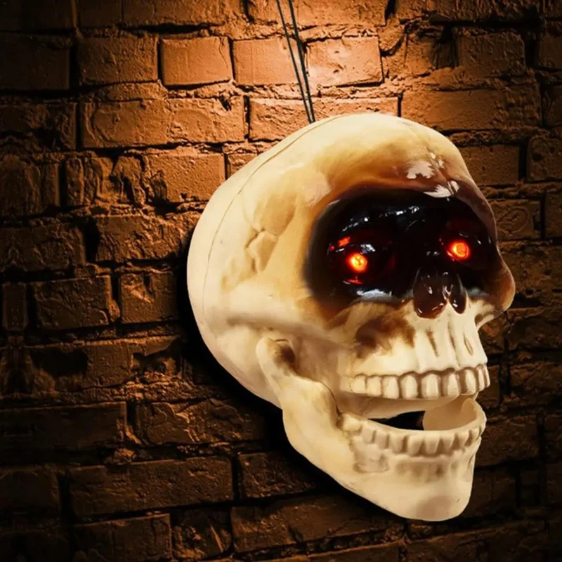 Spooky Halloween Skull Head - Skull Heads with Motion Sensor Halloween Decorations, Scary Sound, Spooky Decoration