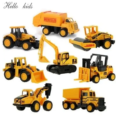 Children Cars Toy 8 Styles Baby Engineering Cars Boys Girls Imitation Inertial Engineering Car Alloy Excavator Gift